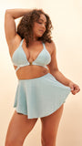 LUNALAE Follow Me Front Clasp Strappy Triangle Bra Top - Crystal Blue