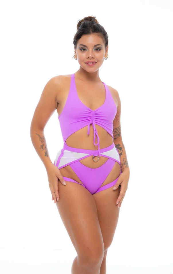 NONA PERKASA Hotline Garter Belt - Neon Purple