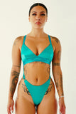 CXIX Aphrodite Bodysuit - Turquoise Satin