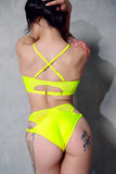 CXIX Classique Doubled Up High Waisted Shorts - Neon Yellow
