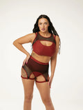 POLERINA High Waisted Garter - Maroon