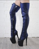 Z PLANET Thigh High Bootsleeves - Blue Snake