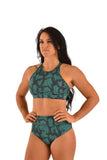 OFF THE POLE Lifestyle Sports Bra - Emerald Green Snake Print *SIZE L & XL ONLY*