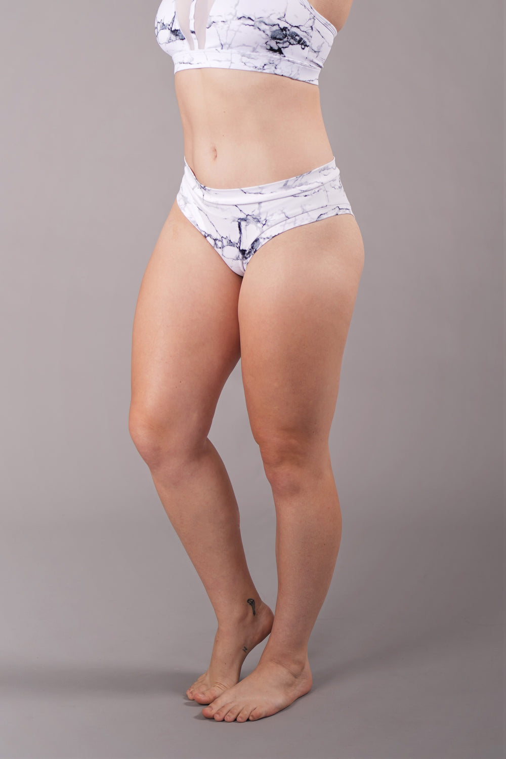 OFF THE POLE Classic Scrunch Shorts - White Marble *SIZE L ONLY*