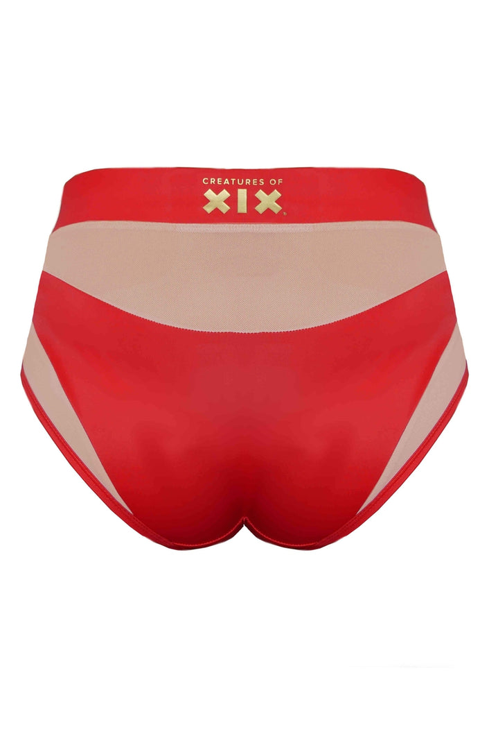 CXIX Goddess High Waisted Shorts - Red with Sand Mesh