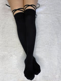LUNALAE Thigh High Socks - Black Lace Up