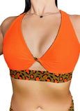 CLEO THE HURRICANE Power Print Twist Top - Toxic Orange Leopard *SIZE XS ONLY*